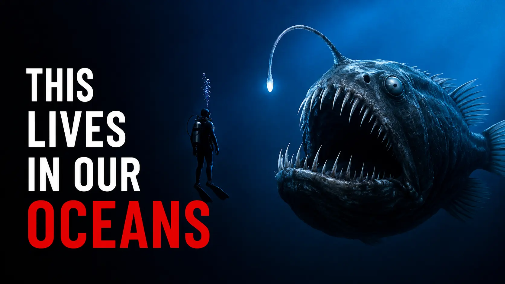 Deep sea creature YouTube thumbnail design
