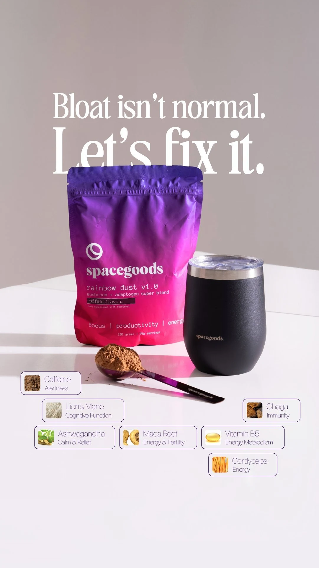 Spacegoods mushroom blend social campaign design