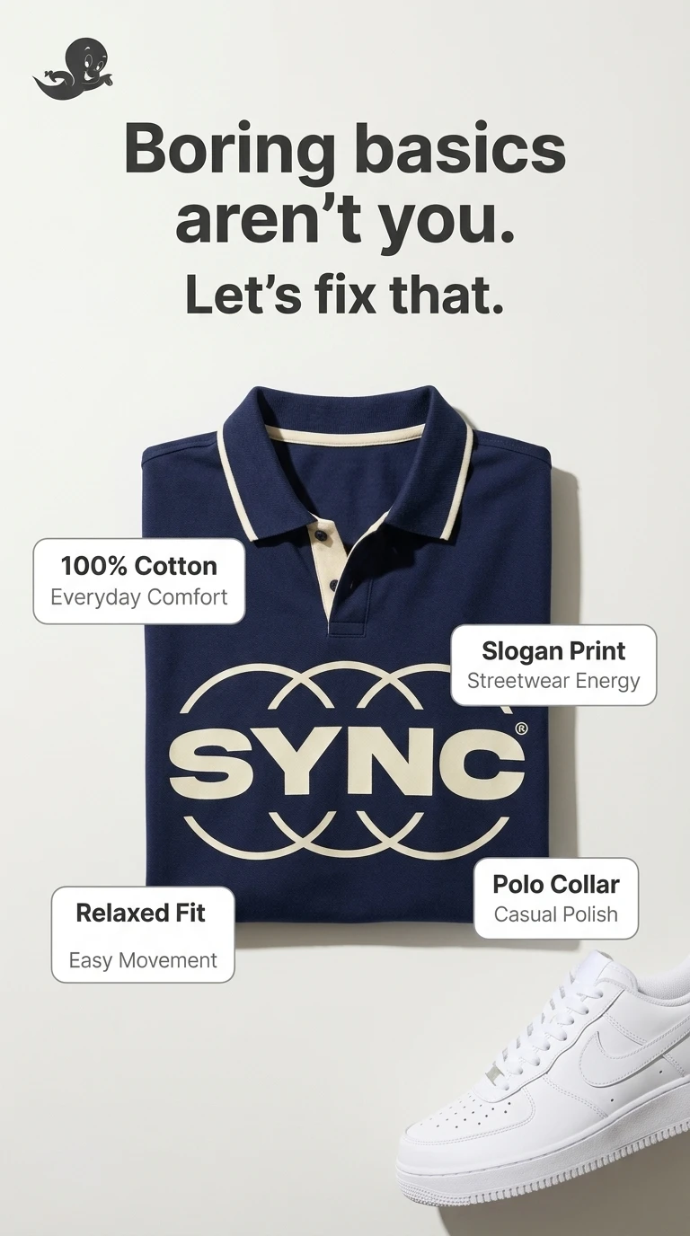 SYNC streetwear polo shirt campaign design